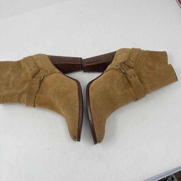 Frye Women's Mid-Calf Suede Blocked Heel Ankle Boots Tan Size 7.5 - Picture 5 of 7